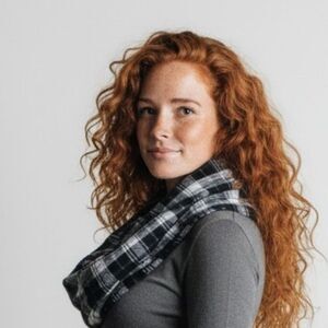 Chenille Black and White Plaid Cowl Scarf